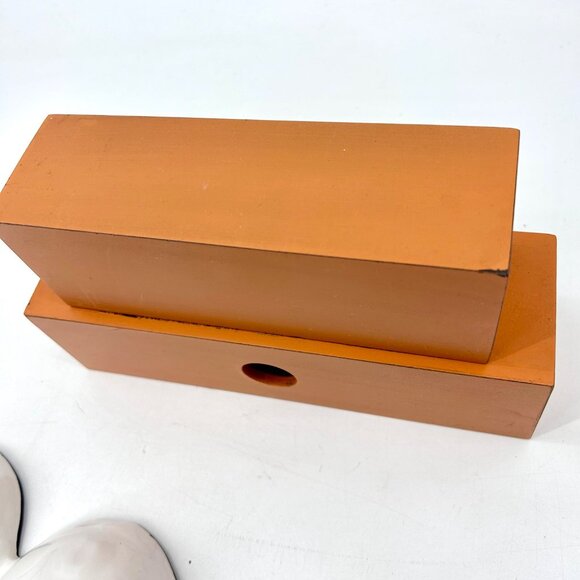 HALLOWEEN BOO CERAMIC CANDY DISH & HAPPY HALLOWEEN WOOD BLOCK DECOR SET - Picture 6 of 7